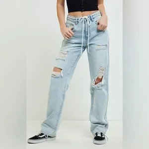 PacSun Jeans Pacsun Mom Jeans With Shoe Lace Belt Poshmark
